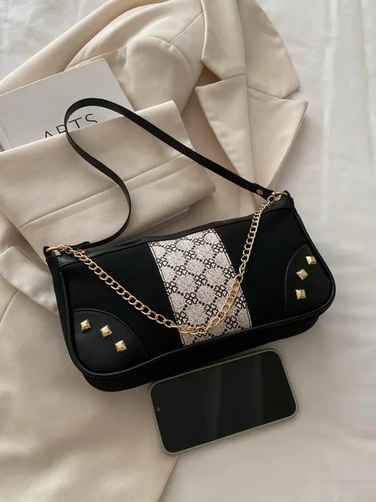 Chain Shoulder Bag with Studded Details