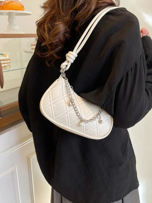 Chain Detail Crescent Shoulder Bag